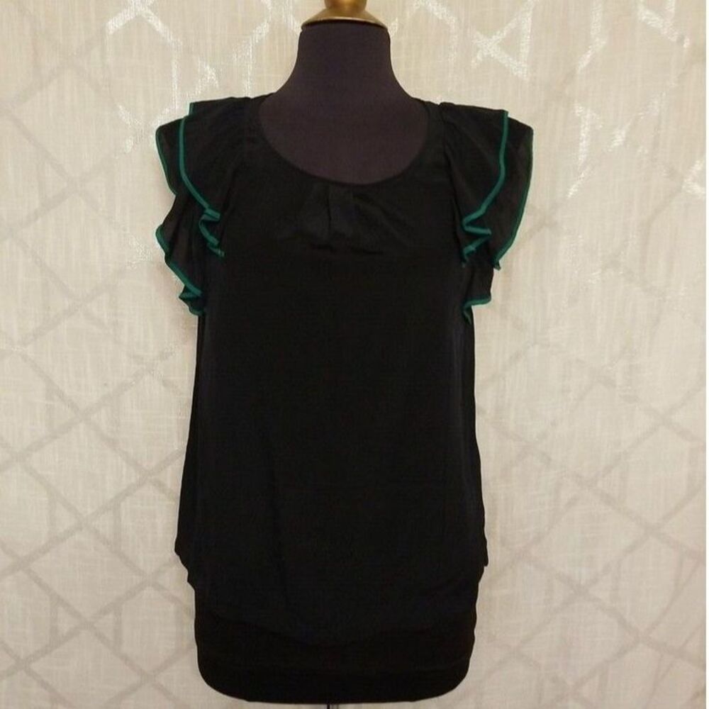 Anthropologie Odille Top Blouse Womens Size 4 Silk Blue